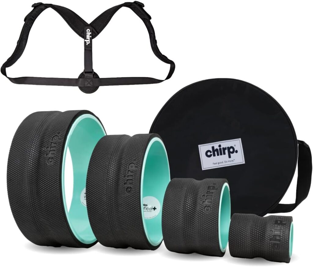 Ultimate Back + Neck Bundle, 4-Pack Chirp Wheel, Carrying Case, and Upper Back Posture Corrector, Includes Focus, Deep Tissue, Firm, and Gentle Wheel Roller, Holds Up to 500 lbs.